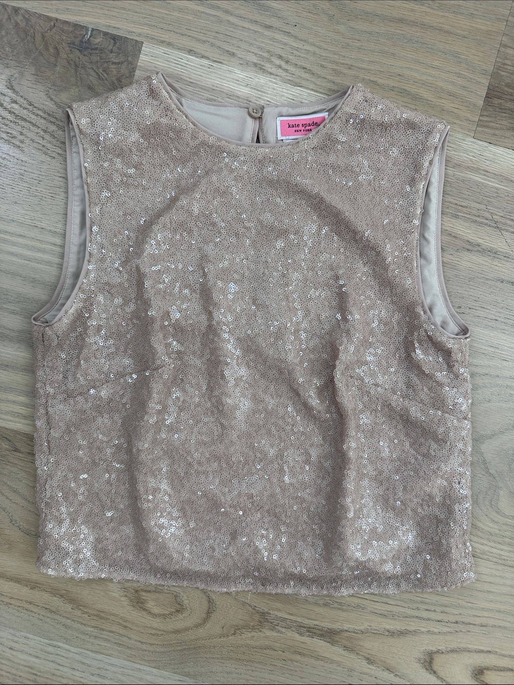 Kate Spade Blush Champagne Sequin Sleeveless Shell Top Size 0